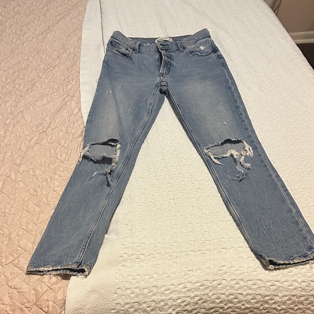 Abercrombie & Fitch The Skinny High Ride Distressed Blue Women's Jeans